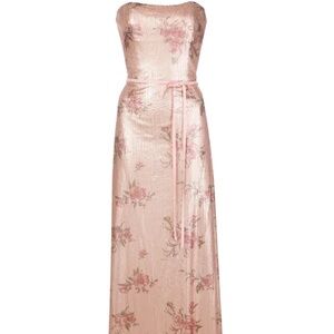 Marchesa Avola Strapless Floral Gown in Blush Pink